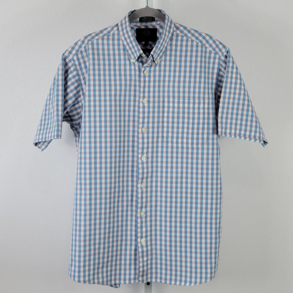 VIYELLA gingham classic fit shirt blue Sz L - Picture 1 of 4